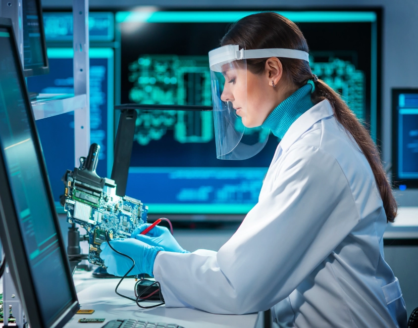 woman working in a chiplet lab